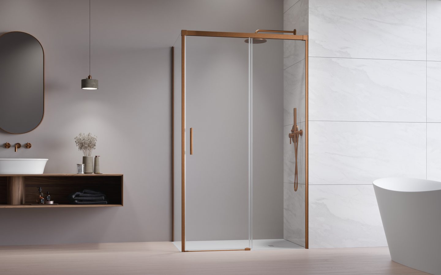 Душевая кабина Idea Brushed Copper KDJ - 1000x1400 mm - фото 1 Душевая кабина Idea Brushed Copper KDJ - 1000x1400 mm - фото 1