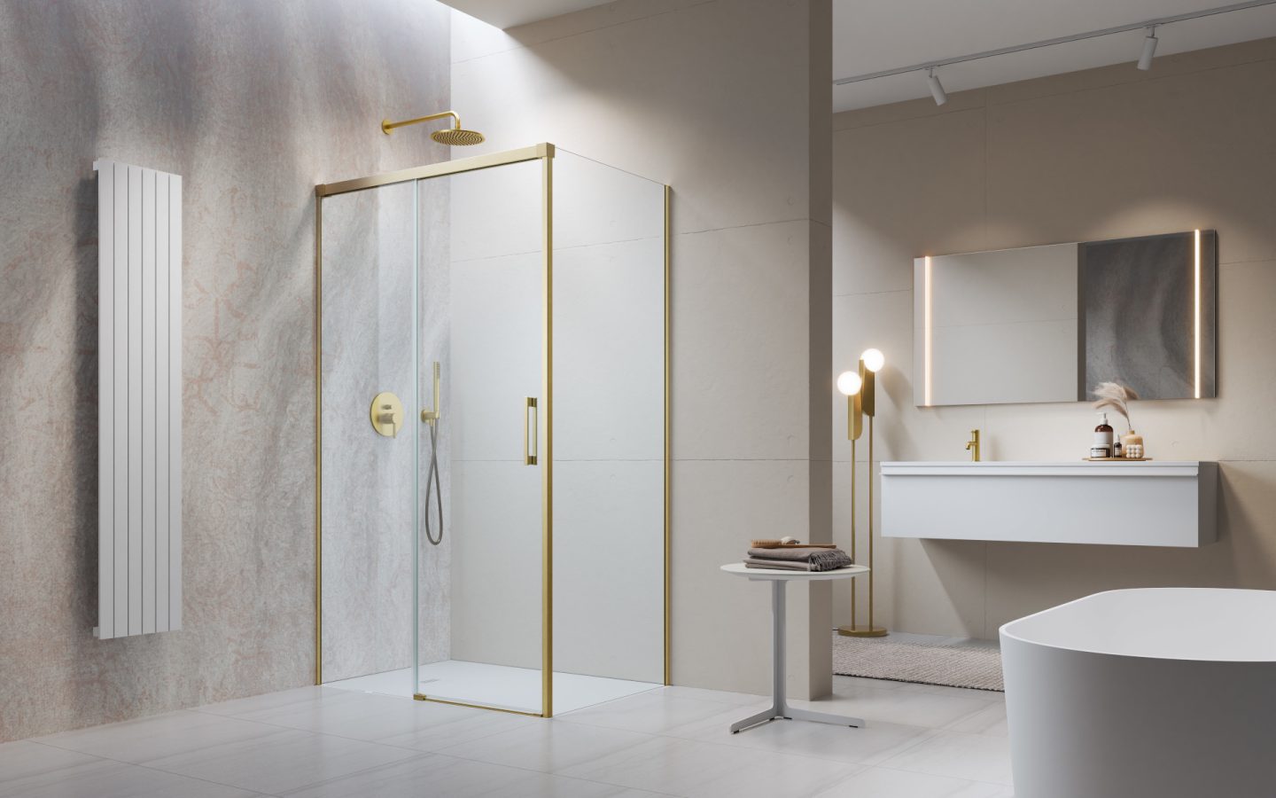 Душевая кабина Idea Brushed Gold KDJ - 1000x1400 mm - фото 1 Душевая кабина Idea Brushed Gold KDJ - 1000x1400 mm - фото 1
