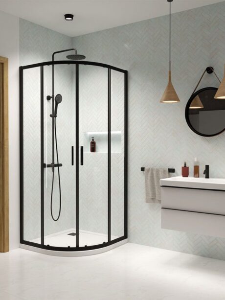 Cabină de duș Premium Pro Black PDD - 800×900 mm - poză 1