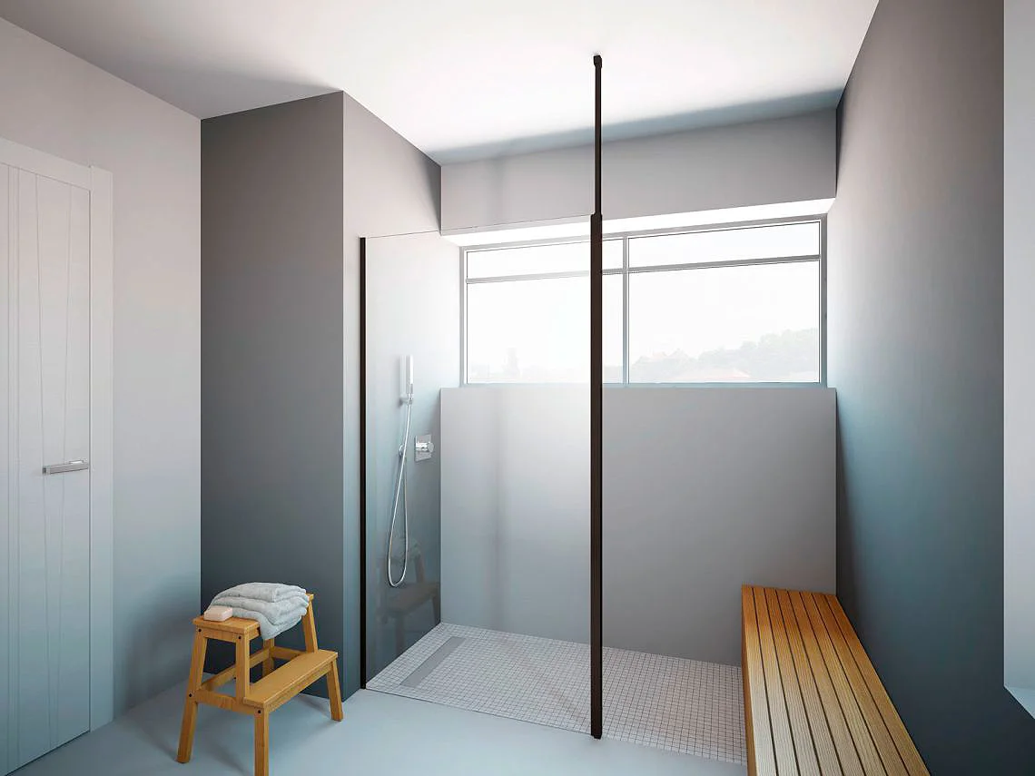 Применение телескопического стабилизатора Radaway при монтаже душевой перегородки