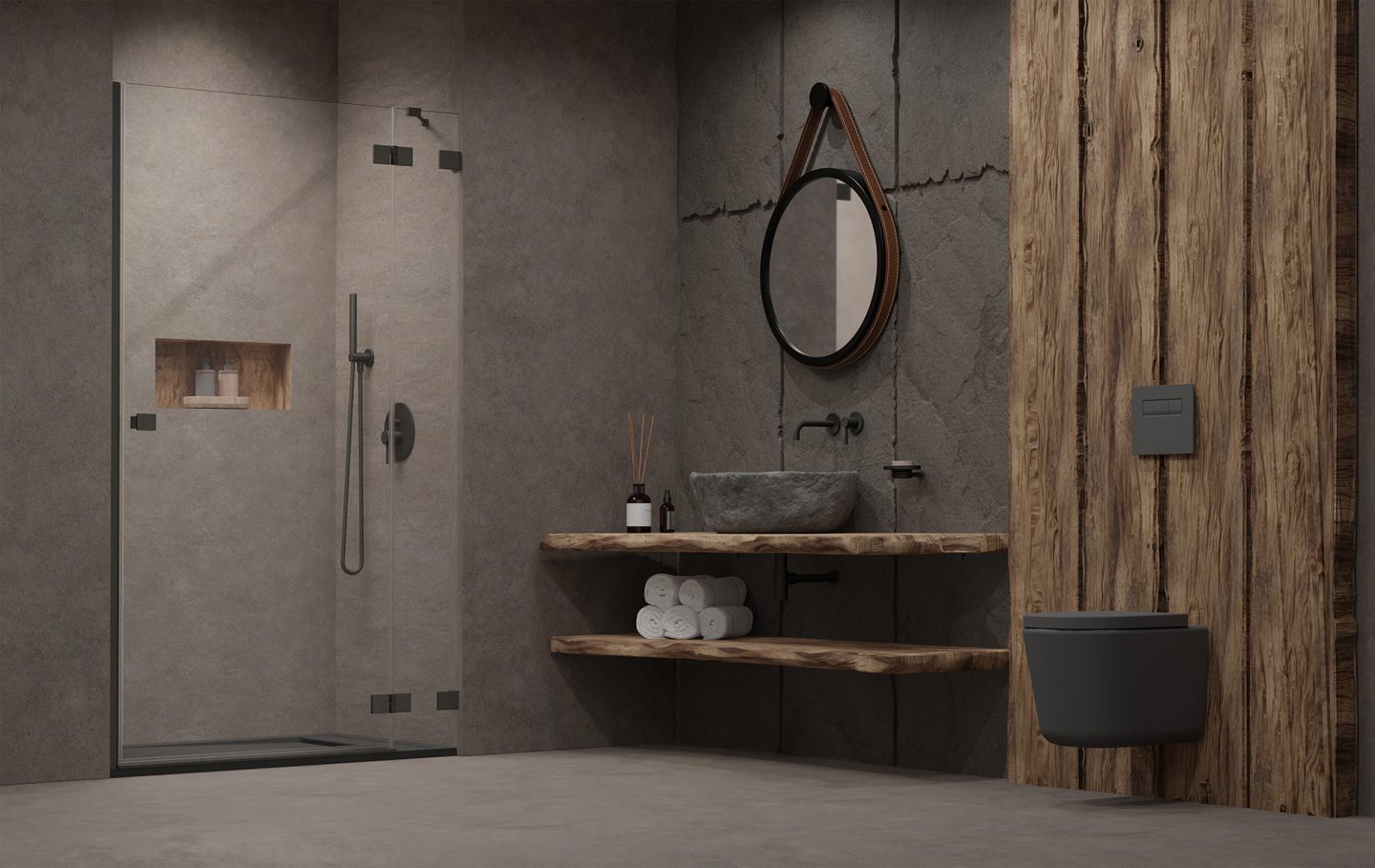 Двери в нишу для душа Essenza Pro 6 Brushed GunMetal DWJ