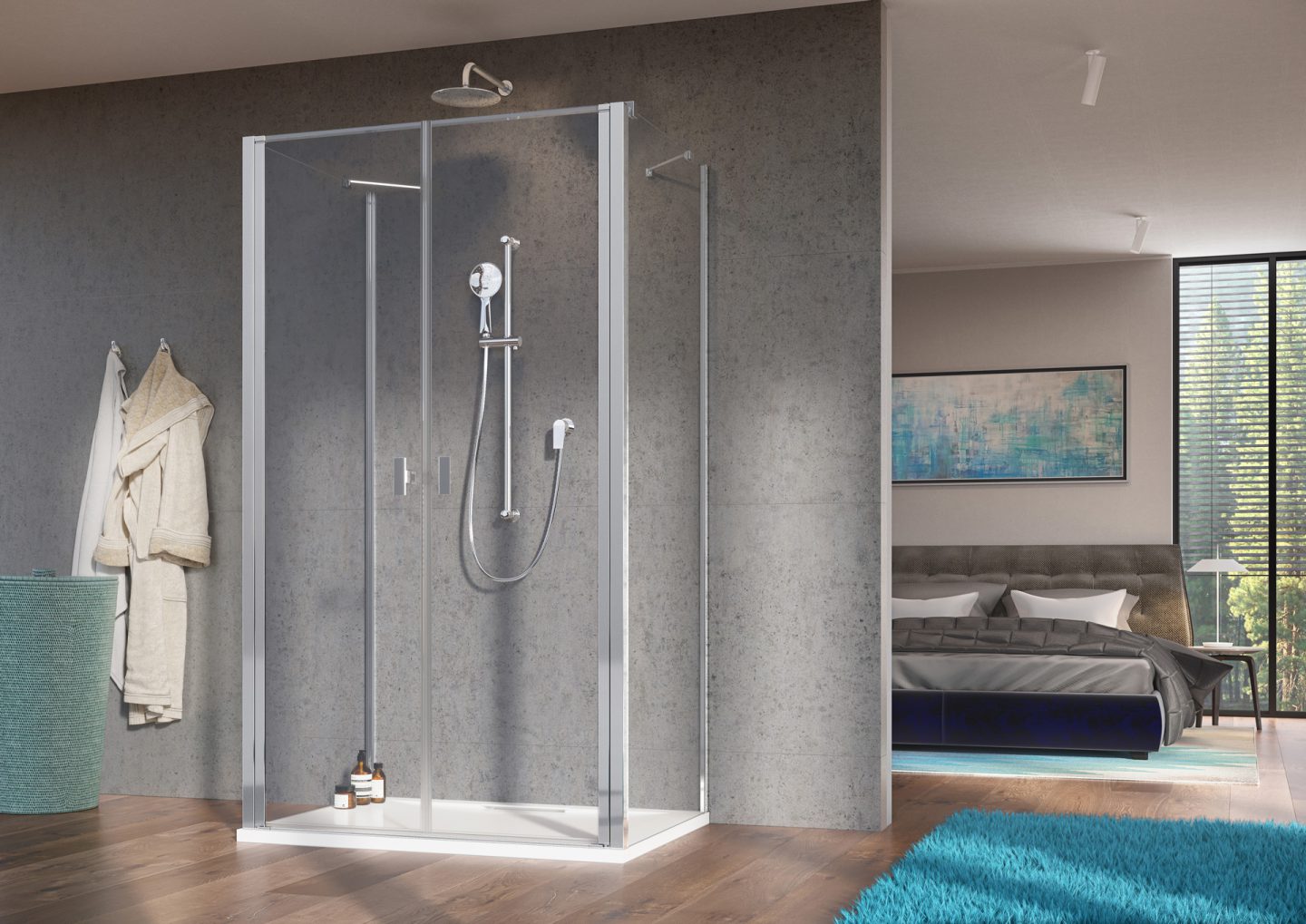 Душевая кабина с двумя створками Nes 6 Chrome DWD+2S